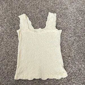 Amazon Cream Textured Square Neck Tank